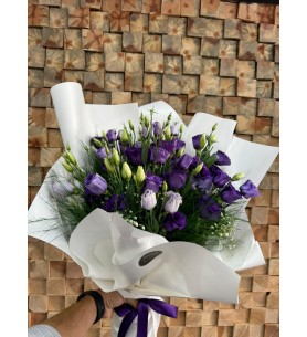 MOR LİSİANTHUS BUKETİ